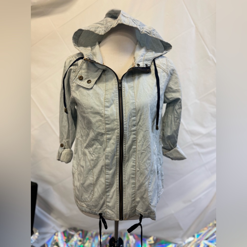 Mine Light Blue Utility Jacket with Hood Dry Goods brand size small MSRP $69 NWT